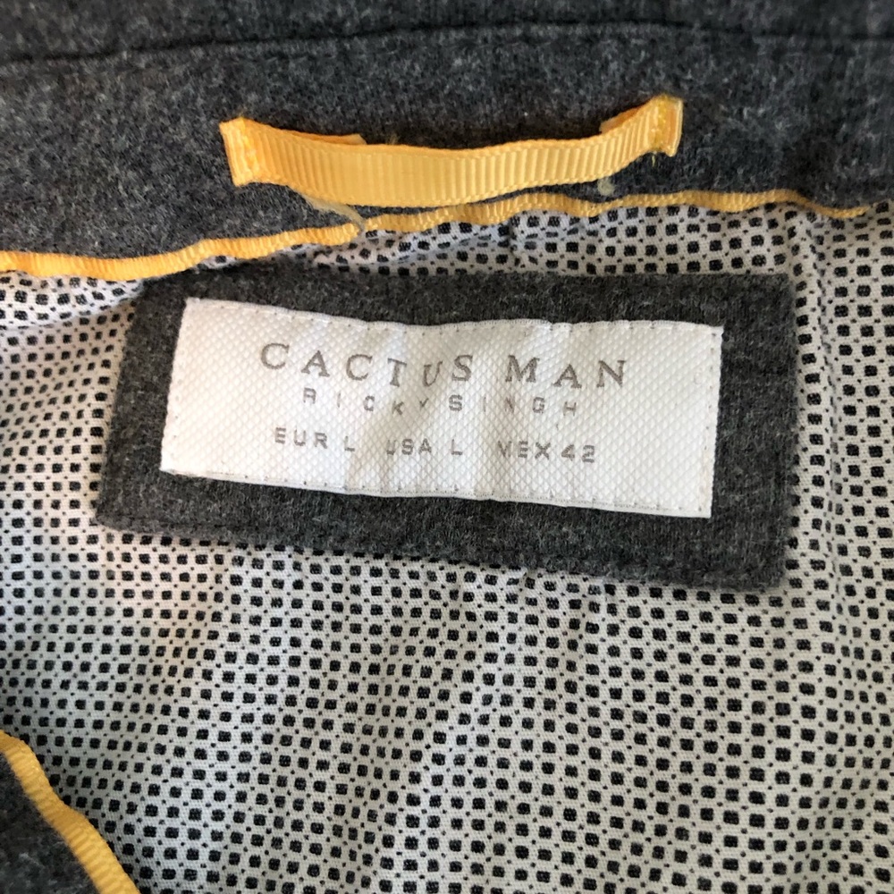 cactus man Ricky Singh Gray Polo T-shirt labeled Large fits smaller - Picture 4 of 6